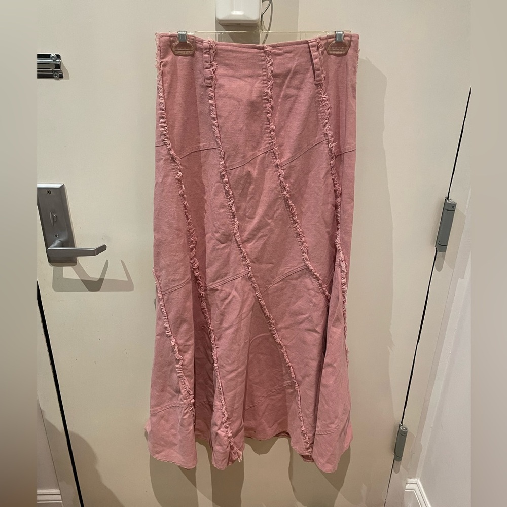 Pink linen mermaid skirt - size 3/4 - (s/m), bohemian